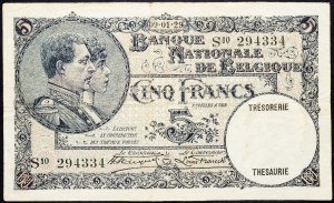 Belgique, 5 Francs 1929