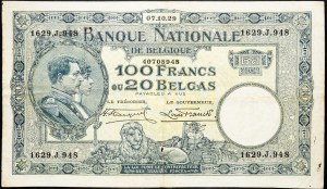 Belgia, 100 franków 1929