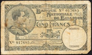 Belgicko, 5 frankov 1930