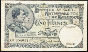 Belgia, 5 franków, 1930