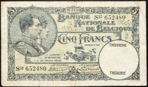 Belgie, 5 franků 1930