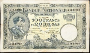 Belgia, 100 franków, 1930