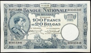 Belgie, 100 franků 1930