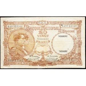 Belgien, 20 Francs 1931
