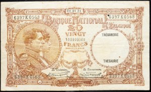 Belgique, 20 Francs 1931