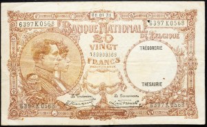 Belgia, 20 franków 1931