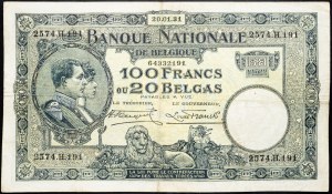 Belgia, 100 franków 1931