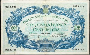 Belgie, 500 franků 1931