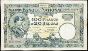 Belgicko, 100 frankov 1932