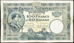 Belgie, 100 franků 1932