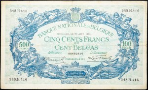 Belgie, 500 franků 1934