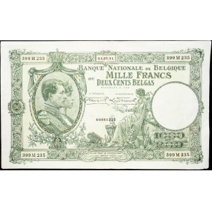 Belgium, 1000 Francs 1934
