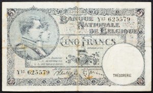 Belgio, 5 franchi 1938
