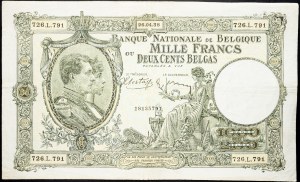 Belgio, 1000 franchi 1938