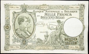 Belgien, 1000 Francs 1938