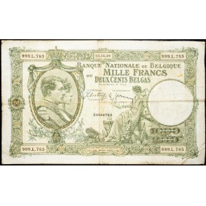 Belgium, 1000 Francs 1939