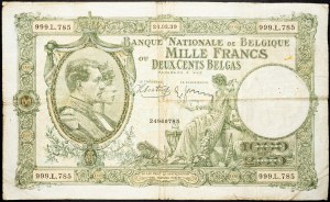 Belgien, 1000 Francs 1939