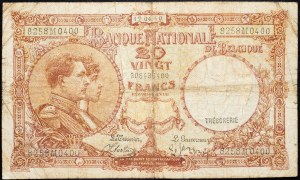 Belgicko, 20 frankov 1940