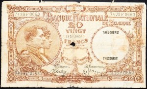 Belgium, 20 Francs 1940
