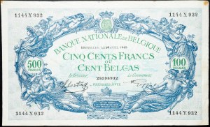 Belgicko, 500 frankov 1942
