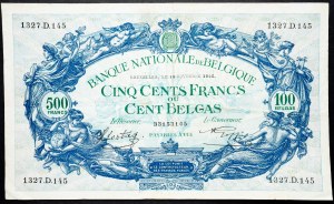 Belgium, 500 Francs 1942
