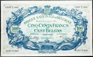 Belgium, 500 Francs 1942