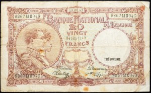 Belgium, 20 Francs 1943