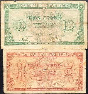Belgium, 5, 10 Francs 1943