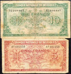 Belgium, 5, 10 Francs 1943
