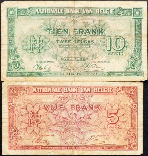 Belgie, 5, 10 franků 1943