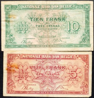 Belgicko, 5, 10 frankov 1943