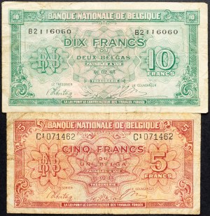 Belgium, 5, 10 Francs 1943