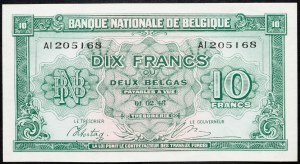 Belgicko, 10 frankov 1943