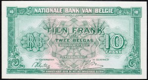 Belgicko, 10 frankov 1943