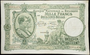 Belgium, 1000 Francs 1943