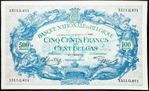 Belgium, 500 Francs 1943
