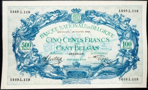 Belgicko, 500 frankov 1943