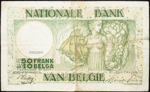 Belgique, 50 Francs 1945