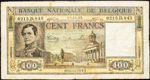 Belgie, 100 franků 1945