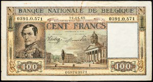 Belgie, 100 franků 1945