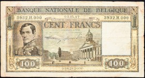 Belgie, 100 franků 1947