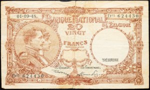 Belgium, 20 Francs 1948