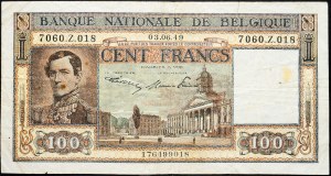 Belgie, 100 franků 1949