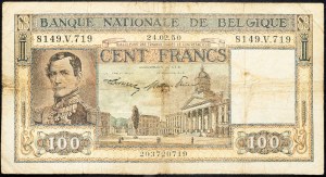 Belgicko, 100 frankov 1950