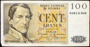 Belgia, 100 franków 1958