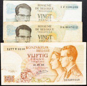 Belgie, 20, 50 franků 1964, 1966