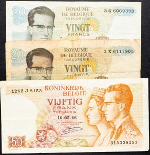 Belgie, 20, 50 franků 1964, 1966