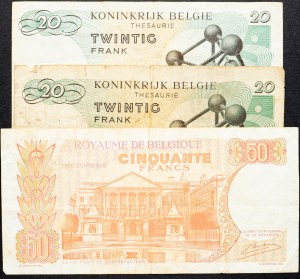 Belgie, 20, 50 franků 1964, 1966