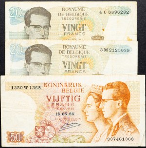 Belgie, 20, 50 franků 1964, 1966