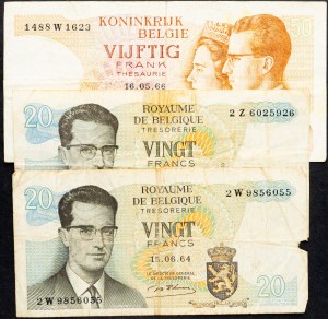 Belgie, 20, 50 franků 1964, 1966